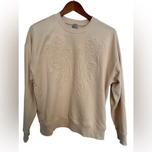 Tristan Embossed Sweatshirt in Cream size medium